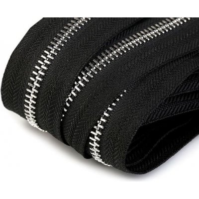 Zip kovový šíře 5 mm metráž - černá – Zboží Mobilmania