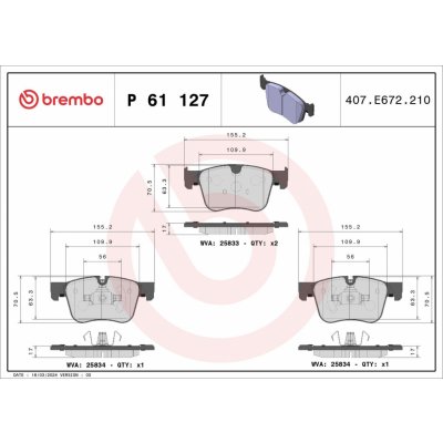 Sada brzdových destiček, kotoučová brzda BREMBO P 61 127X – Zbozi.Blesk.cz