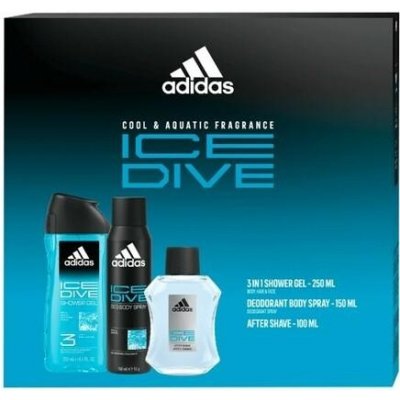 Adidas Ice Dive voda po holení 100 ml + sprchový gel 250 ml + deodorant ve spreji 150 ml