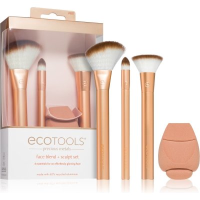 EcoTools Precious Metals štětec na pudr + štětec na aplikaci make-upu + štětec na korektor + houbička na make-up – Hledejceny.cz