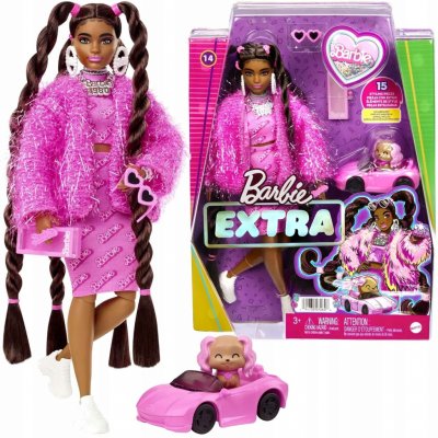 Barbie Extra růžové šaty Zlaté osmdesátky – Zboží Mobilmania