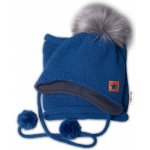 Baby Nellys zimní čepice s fleecem a chlupáčková bambule Star komínek granát – Zboží Dáma