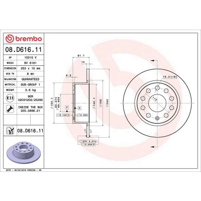 Brzdový kotouč BREMBO 08.D616.11 – Sleviste.cz