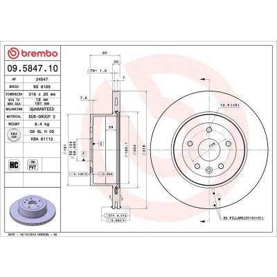 Brzdový kotouč BREMBO 09.5847.10 | Zboží Auto
