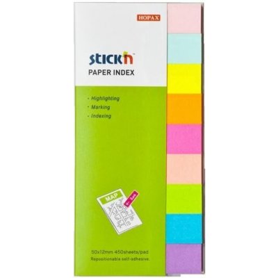 Samolepící záložky Stick'n by Hopax - 50 x 12 mm, 9 x 50 lístků, neonový mix – Hledejceny.cz