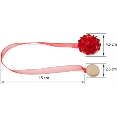 Dekorační ozdobná spona na záclony a závěsy s magnetem MILENA, červená, Ø 4,5 cm Mybesthome cena za 2 ks v balení – Zboží Mobilmania