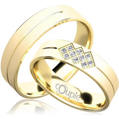 PALM snubní prsteny žluté zlato C 5 PCW 3 M – Zboží Mobilmania