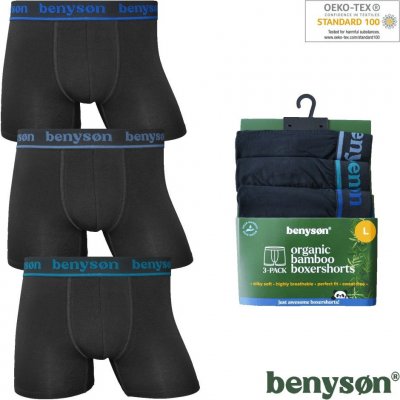 Benyson 3-Pack bambusových pánských boxerek BENY-7015 černá