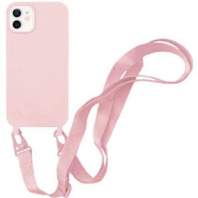 Pouzdro Appleking silikonové s nastavitelným popruhem iPhone 12 / 12 Pro - růžové