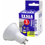 Tesla LED žárovka GU10, 3W, 230V, 250lm, 25 000h, 3000K teplá bílá, 100st – Hledejceny.cz