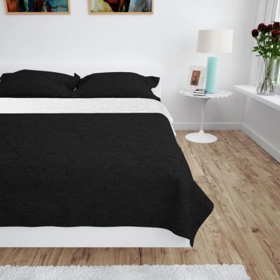 vidaXL přehoz na postel Oboustranný Prošívaný Černobílý 230 x 260 cm – Zboží Mobilmania