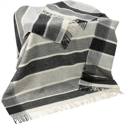 Hanly Deka Merino vlna kašmír Charcoal Grey Horizontal Stripe John 180x136