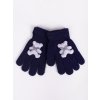 Dětské rukavice YO RED0235G rukavice prstové tm. modré s medvídkem