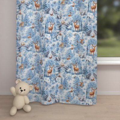 Biante Dětský bavlněný závěs Sandra SA-674 Lesní zvířata v zimním lese na modrém 150x150 cm – Hledejceny.cz