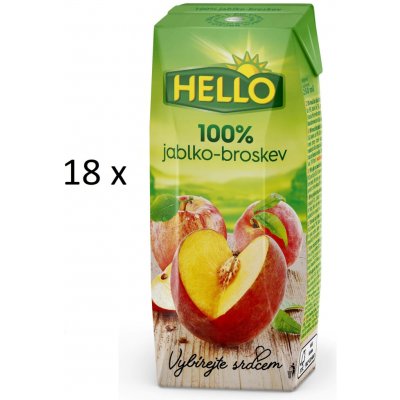 Hello 100% jablečná šťáva broskev 18 x 250 ml – Hledejceny.cz