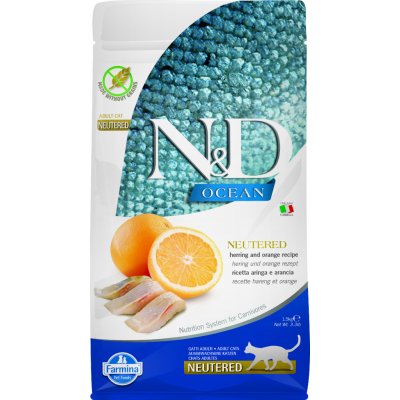 N&D OCEAN CAT NEUTERED Adult Herring & Orange granule 1,5 kg – Zboží Mobilmania
