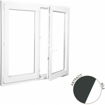 ALUPLAST Plastové okno dvoukřídlé antracit/bílé 90x90 – Hledejceny.cz