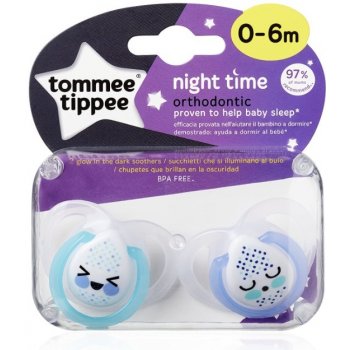 Tomme Tippee šidítko C2N silikon Night růžová a žlutá kroužek 2 ks