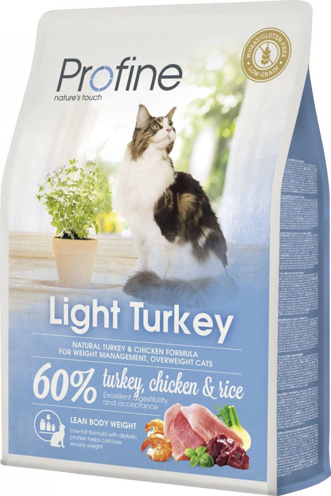 Profine Cat Light krmivo bez lepku pro regulaci váhy u koček s krůtou kuřetem a rýží 2 kg