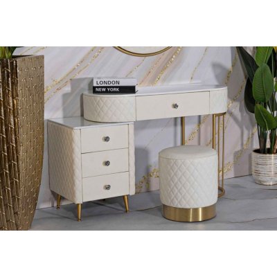 Marinela Designový toaletní stolek s taburetkou Pembroke krémový – Zboží Mobilmania