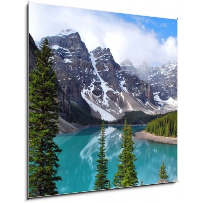 Obraz 1D - 50 x 50 cm - Moraine Lake in Banff National Park, Alberta, Canada Moraine jezero v národním parku Banff, Alberta, Kanada – Zboží Mobilmania