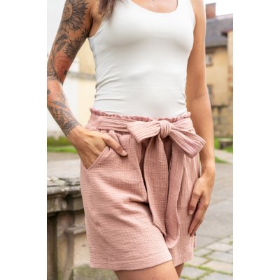 Jsem máma dámské BIO mušelínové kraťasy starorůžové – Zboží Mobilmania