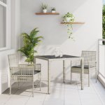 OMAXI 891150 Zahradní jídelní souprava 3 pcs Světle šedá Poly ratan – Hledejceny.cz