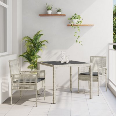OMAXI 891150 Zahradní jídelní souprava 3 pcs Světle šedá Poly ratan – Hledejceny.cz