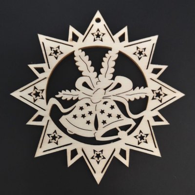 AMADEA Dřevěná ozdoba hvězda se zvonky 20 cm – Hledejceny.cz