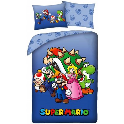 Vesna Povlečení bavlna Super Mario Family blue 140x200