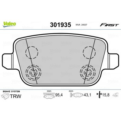 301935 VALEO Sada brzdových destiček, kotoučová brzda – Sleviste.cz