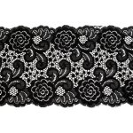 Prima-obchod Elastická krajka / vsadka / běhoun šíře 15 cm, barva 2 černá – Zboží Dáma