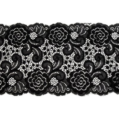 Prima-obchod Elastická krajka / vsadka / běhoun šíře 15 cm, barva 2 černá – Zboží Dáma