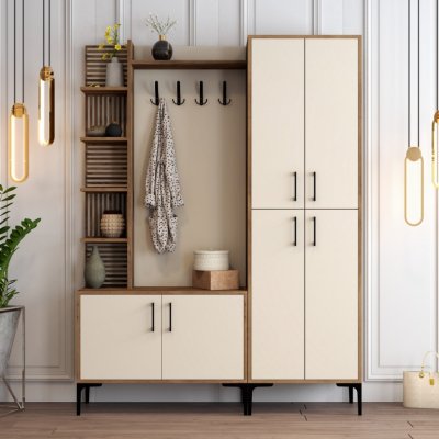 Hanah Home Předsíňová stěna Viyana ořechkrémová – Zboží Dáma