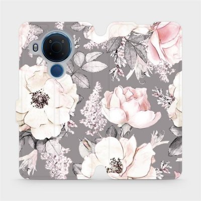 Mobiwear - Nokia 5.4 - MX06S Květy na šedém pozadí – Sleviste.cz
