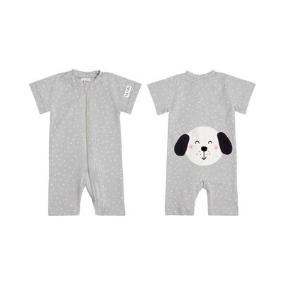 Moniel Dětský overal s krátkým rukávem Pes Dots Šedá – Zboží Mobilmania
