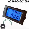 Voltmetry Neven D69-2042 AC 100-300V/100A 2v1 LCD digitální ampérmetr/voltmetr panelový černá