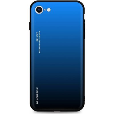 Pouzdro TopQ LUXURY iPhone SE 2022 pevný duhový modrý