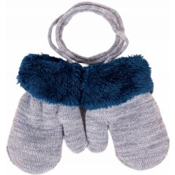 Kojenecké zimní rukavičky s kožíškem šedá/modrá