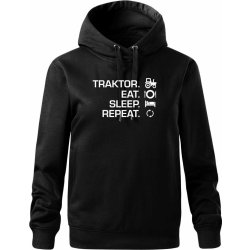 Traktor eat sleep repeat Oversized mikina dámská Moon kratší + širší Černá