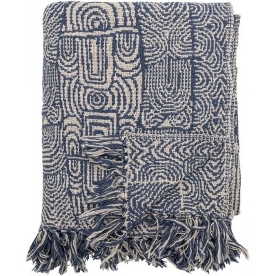 Bloomingville Modrý bavlněný pléd Bresso 160x130 – Zbozi.Blesk.cz