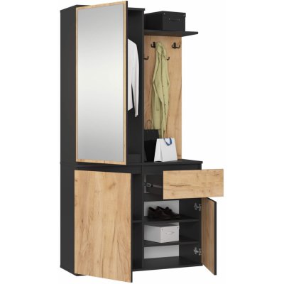 Ak furniture Předsíňová stěna Entro černá/dub craft – Zboží Dáma