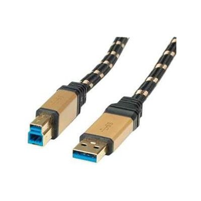 Roline 11.02.8900 Gold USB 3.0 SuperSpeed kabel USB3.0 A(M) - USB3.0 B(M), 0,8m – Zbozi.Blesk.cz