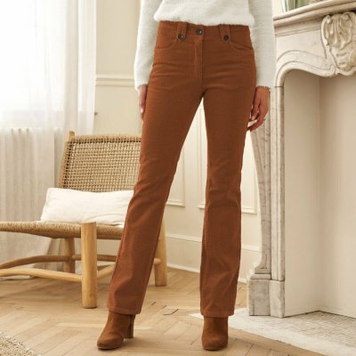 Rovné manšestrové kalhoty karamelová – Zboží Dáma