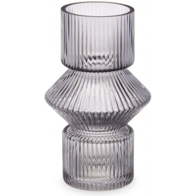 Giftdecor Skleněná váza, rýhované sklo, 9,5 x 16,5 cm, šedá šedá – Hledejceny.cz