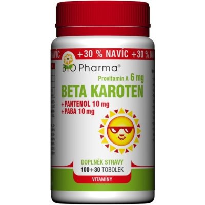 Bio Pharma Beta Karoten 6 mg 130 kapslí + Pantenol 10 mg + PABA 10 mg – Zbozi.Blesk.cz