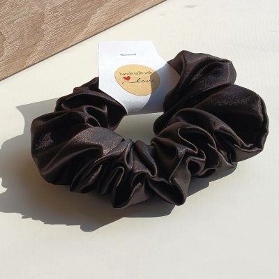 Saténová gumička do vlasů černá scrunchie – Hledejceny.cz