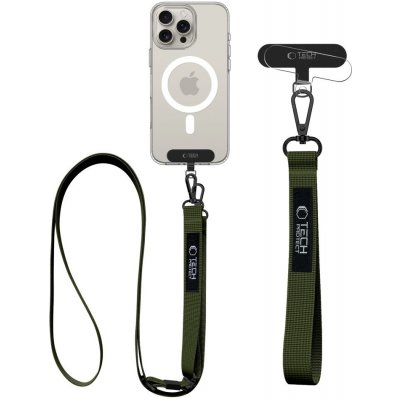 Šňůrka na krk Tech-Protect C6S Crossbody popruh na mobil 2v1 zelený – Sleviste.cz