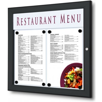 StandMar Venkovní menu vitrína SCZ – uzamykatelná, s logem vitríny-varianty: 2 x A4, na šířku, černý – Hledejceny.cz