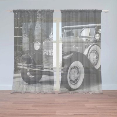 Záclony Černobílý veterán: 2 ks - 150x250 cm - Sablio – Hledejceny.cz